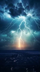 Fotobehang lightning striking a beach © KWY