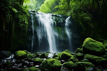 Naklejka na ściany i meble a waterfall in a forest