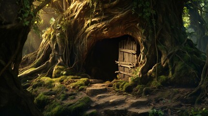 a cave in the woods