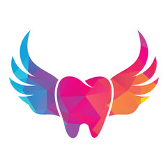 Dental Wings Logo Icon Design. Dentist Tooth with Wings vector illustration