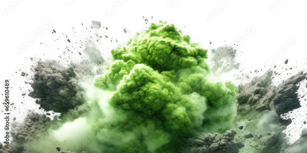 Wall mural a green explosion isolated on transparent background - generative ai