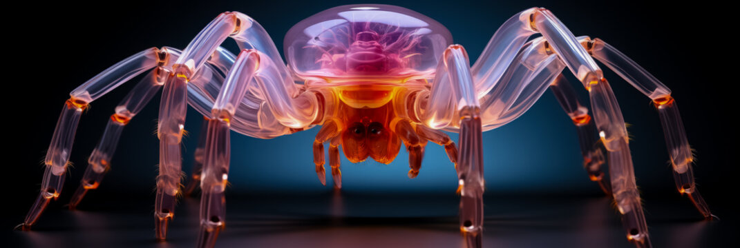 X-ray image of spiders exoskeleton and leg structure isolated on a gradient background 