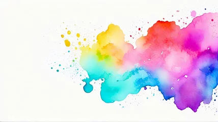 Foto op Aluminium Rainbow abstract watercolor splash hand paint texture. Generative ai © designermetin