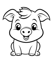 cartoon pig outline svg