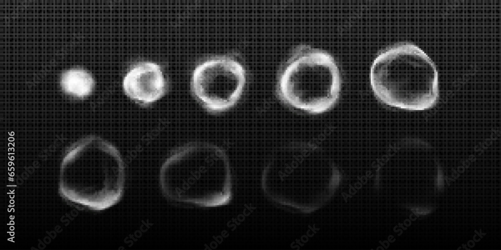 Poster circle shape smoke puff cloud to animate vector. hookah steam motion frame graphic effect. realistic