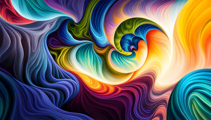 Colorful Abyss: Mesmerizing, intricate digital art with intense, swirling vortex of abstract beauty.