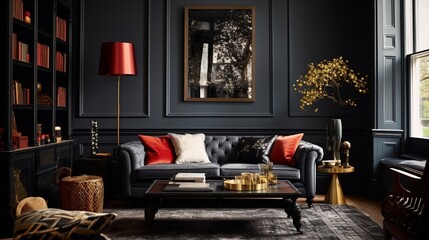 Give a Victorian-era sitting room a modern twist with rich fabrics and contemporary design. It's a nod to the past with a stylish eye on the future. - obrazy, fototapety, plakaty