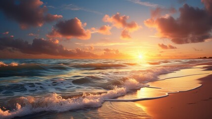Beach shore at sunrise