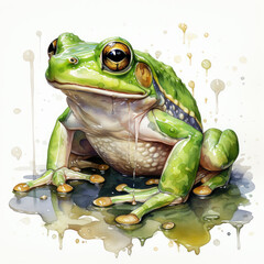 watercolor Frog clipart, generative ai
