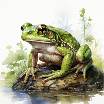watercolor Frog clipart, generative ai