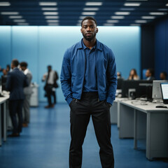 man in office in front of panel / screens