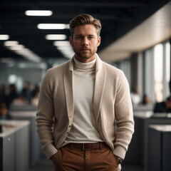 man in office in front of panel / screens