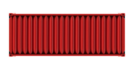 Red sea container isolated on white background.  Metal sea cargo shipping box, generated by AI