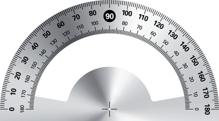 Vector illustration of a metal protractor. EPS-10