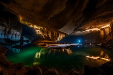 Naklejka premium Magnificent view of a fantastic cave - AI Generative