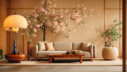 Living room interior in Japanese style