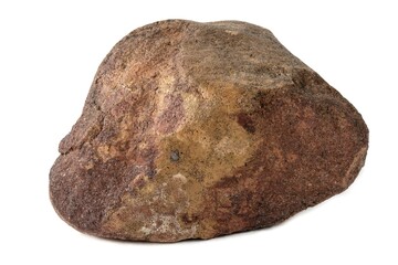 A stone on a white background. A piece of red granite