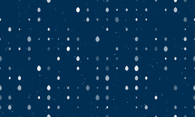 Seamless background pattern of evenly spaced white oval symbols of different sizes and opacity. Vector illustration on dark blue background with stars