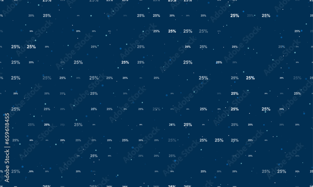 Poster seamless background pattern of evenly spaced white 25 percent symbols of different sizes and opacity