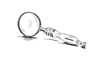 hand drawn black magnifying glass. scribble magnifier