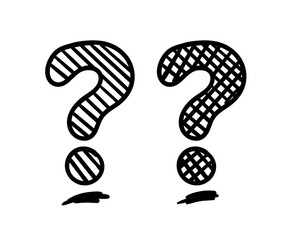 hand drawn black question mark symbol. scribble question mark illustration