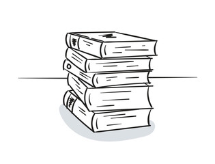hand drawn books. vector column of books in a row - obrazy, fototapety, plakaty