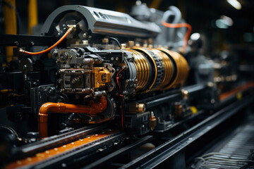 Fototapeta premium production of parts for industry. Industrial transport, heavy industry, scientific branches concept.