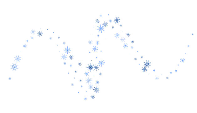 Christmas Background. Blue Delicate Snowflakes On A White Background. New Year's Holiday Design