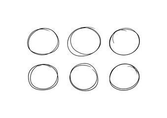 hand drawn circles. six steps doodle circle symbols