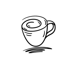 hand drawn coffee, teacup. doodle coffee cups