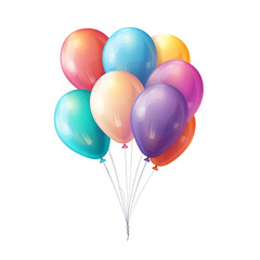 Balloons illustration isolated on white background, no background, png