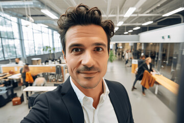 Successful businessman in beautiful office, model in his 40s