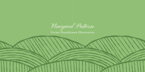 Vineyard seamless vector handdrawn pattern.
