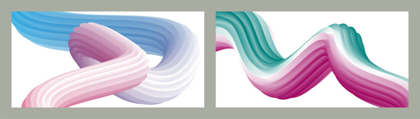 Abstract volumetric background. Cords. set of two illustrations. Toothpaste in a tube. Minimalism. Creative modern background. Cover design, wallpaper, background. eps vector.