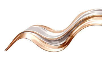 Tuinposter Metallic flow swirl wave or intertwined isolated on transparent background, Curvy metal shape, abstract motion liquid twisted. © TANATPON