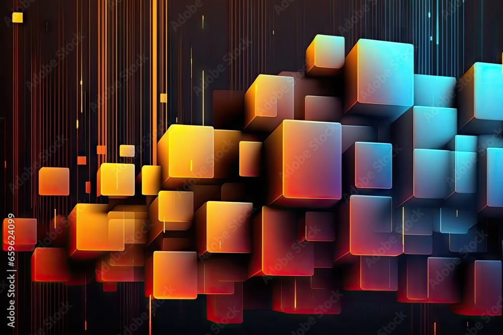Poster abstract background with cubes and lines