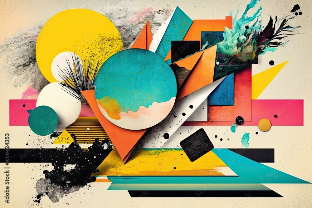 Aufkleber abstract colorful geometric shapes on grunge background with space for text