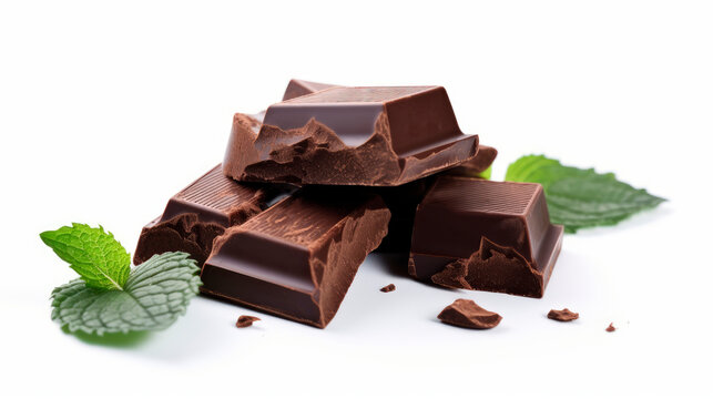 ounces of chocolate isolated on white