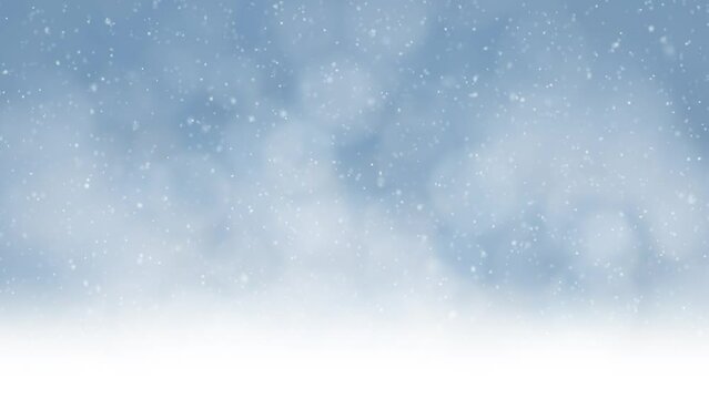 Beautiful winter snowy bright blue sky with loop snowfall animation.
