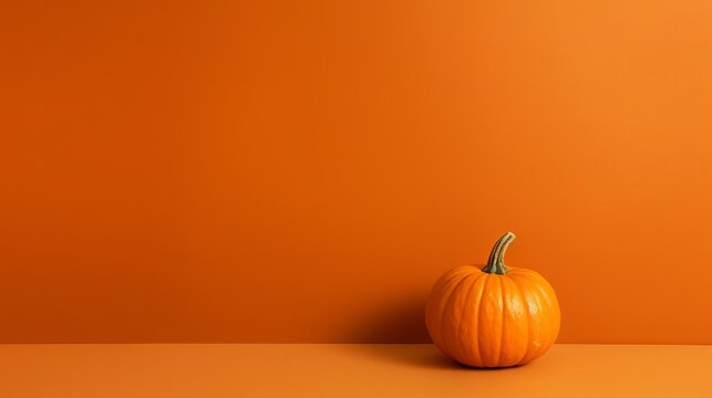 pumpkin with orange background and copy space