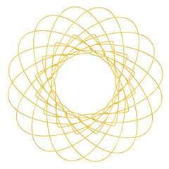 Gold flower shape Spirograph icon. 3d rendering.	