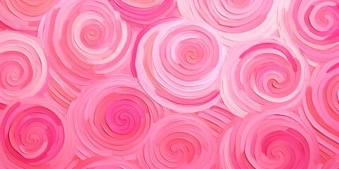 Obraz na płótnie Canvas Seamless painting pattern, hand-drawn pink Barbie pinwheel design with squiggly lines and a spiral. The backdrop, cute watercolor swirl pattern. Wallpaper for girl's room, baby shower, or birthday.