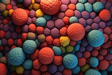 Fototapeta na wymiar Colorful background with a textured arrangement of spheres. Generative AI