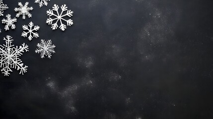 Christmas drawing on a blackboard. Black background with copy space