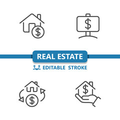 Real Estate Icons. Price, Dollar, House, Home Icon