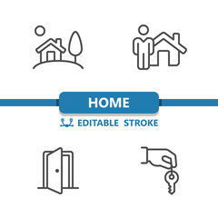 Home Icons. House, Realtor, Door, Hand, Key, Real Estate Icon