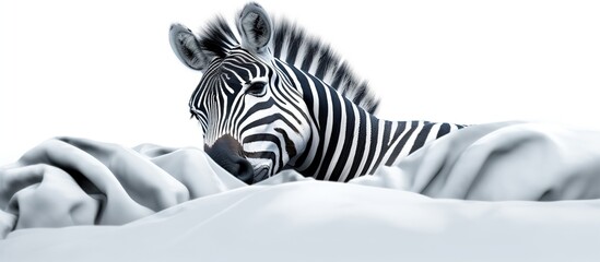a zebra curled up in bed
