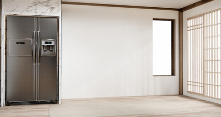 Mockup Muji kitchen room japanese style minimal interior.