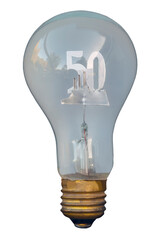 Old E27 commemorative bulb - transparent background