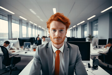 Businessman, office worker, formal suit, redhead